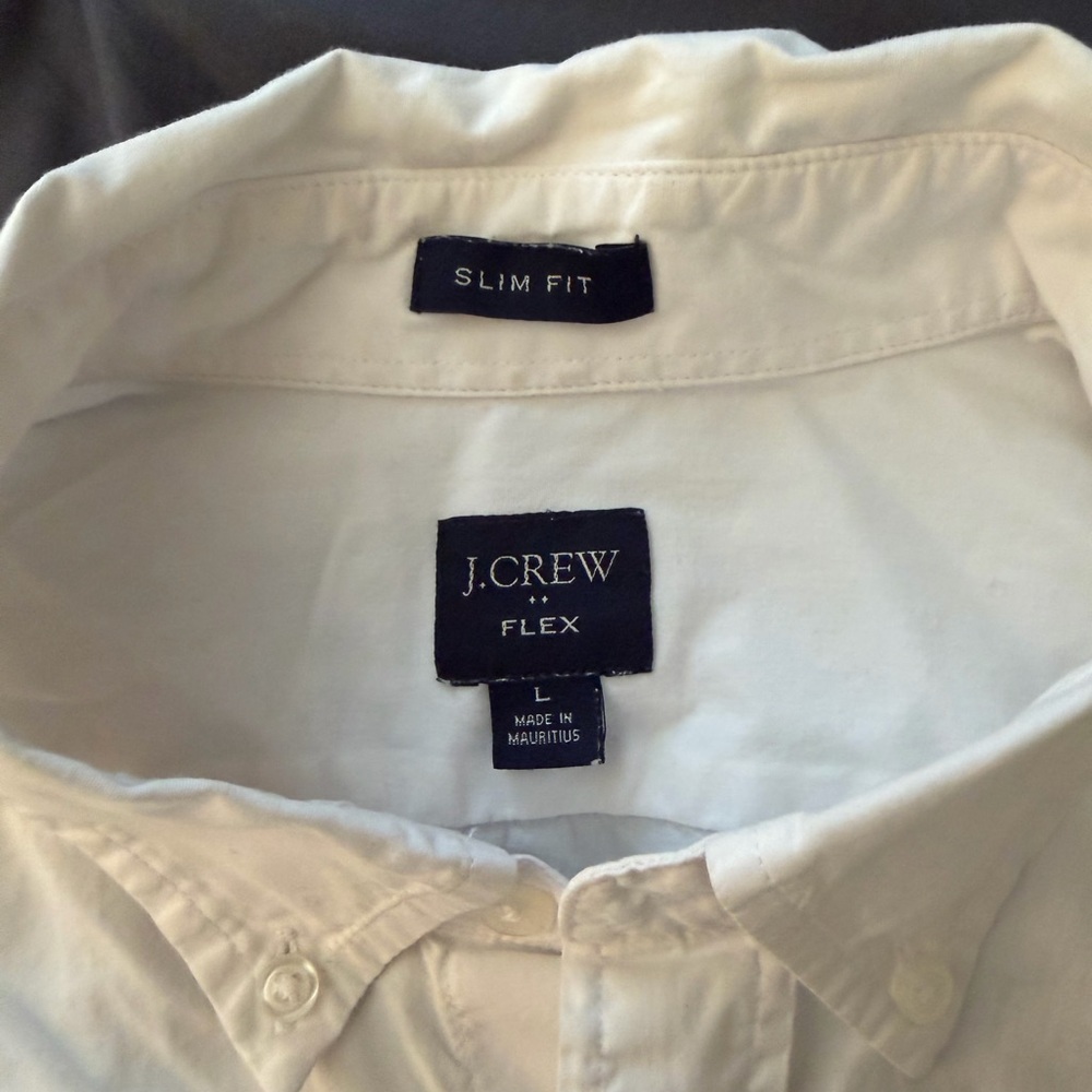 J. Crew Men’s white button down long sleeved shirt size Large